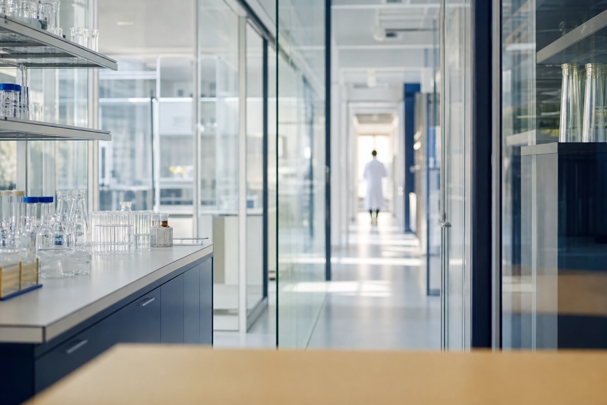 Bright laboratory corridor