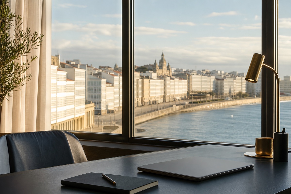 View over the harbor of A Coruña from the PQS office